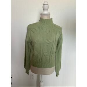 SO Mint  Green Cable Mockneck Sweater - S